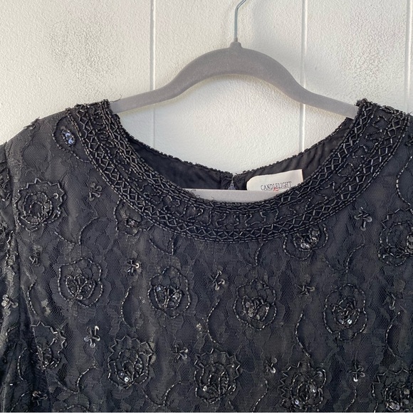 Candlelight & Champagne Black Beaded & Lace Cocktail Evening Top Plus Size 20W - Picture 4 of 16